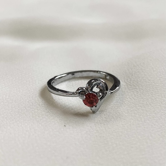 Vintage Jewelry - VTG Dainty Hot Pink Heart Skinny Ring